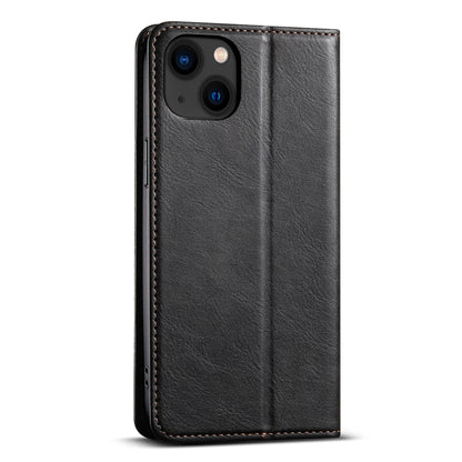 For iPhone 15 Plus Suteni J02 Oil Wax Wallet Leather Phone Case(Black) - iPhone 15 Plus Cases by Suteni | Online Shopping UK | buy2fix