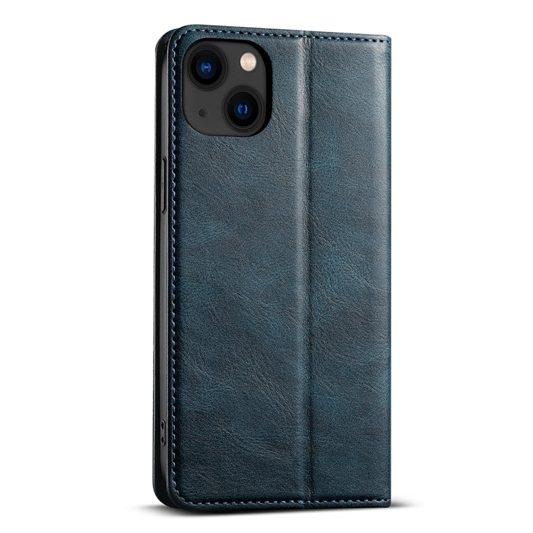 For iPhone 15 Suteni J02 Oil Wax Wallet Leather Phone Case(Blue) - iPhone 15 Cases by Suteni | Online Shopping UK | buy2fix