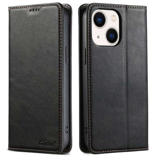 For iPhone 14 Plus Suteni J02 Oil Wax Wallet Leather Phone Case(Black) - iPhone 14 Plus Cases by Suteni | Online Shopping UK | buy2fix