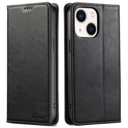 For iPhone 14 Suteni J02 Oil Wax Wallet Leather Phone Case(Black) - iPhone 14 Cases by Suteni | Online Shopping UK | buy2fix