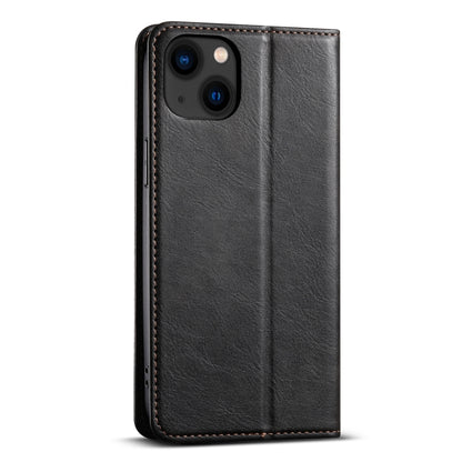 For iPhone 14 Suteni J02 Oil Wax Wallet Leather Phone Case(Black) - iPhone 14 Cases by Suteni | Online Shopping UK | buy2fix