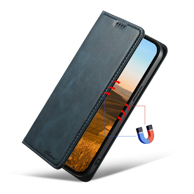 For iPhone 14 Pro Suteni J02 Oil Wax Wallet Leather Phone Case(Blue) - iPhone 14 Pro Cases by Suteni | Online Shopping UK | buy2fix