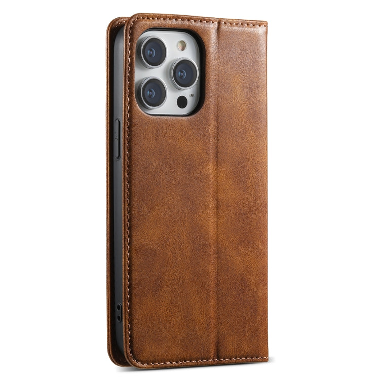 For iPhone 14 Pro Max Suteni J02 Oil Wax Wallet Leather Phone Case(Brown) - iPhone 14 Pro Max Cases by Suteni | Online Shopping UK | buy2fix