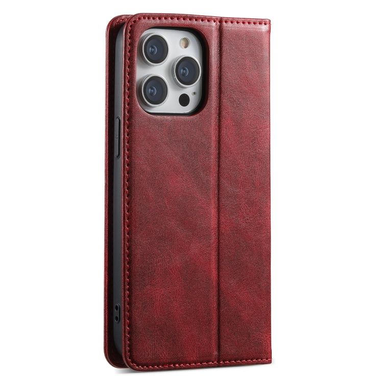 For iPhone 14 Pro Max Suteni J02 Oil Wax Wallet Leather Phone Case(Red) - iPhone 14 Pro Max Cases by Suteni | Online Shopping UK | buy2fix