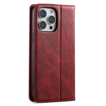 For iPhone 14 Pro Max Suteni J02 Oil Wax Wallet Leather Phone Case(Red) - iPhone 14 Pro Max Cases by Suteni | Online Shopping UK | buy2fix