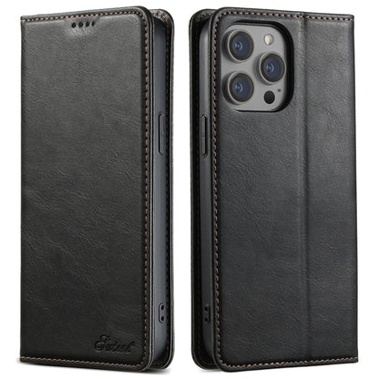For iPhone 13 Pro Max Suteni J02 Oil Wax Wallet Leather Phone Case(Black) - iPhone 13 Pro Max Cases by Suteni | Online Shopping UK | buy2fix