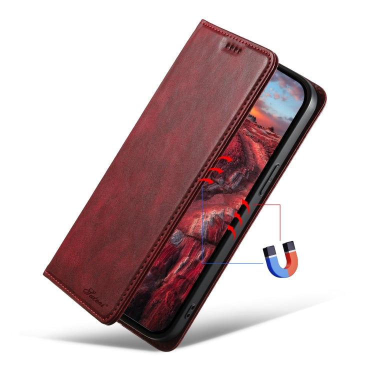 For iPhone 13 Pro Suteni J02 Oil Wax Wallet Leather Phone Case(Red) - iPhone 13 Pro Cases by Suteni | Online Shopping UK | buy2fix