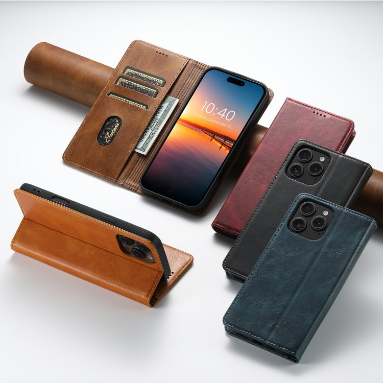 For iPhone 13 Suteni J02 Oil Wax Wallet Leather Phone Case(Blue) - iPhone 13 Cases by Suteni | Online Shopping UK | buy2fix