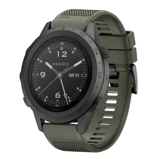 For Garmin MARQ Commander Quick Release 22mm Silicone Watch Band(Army Green)