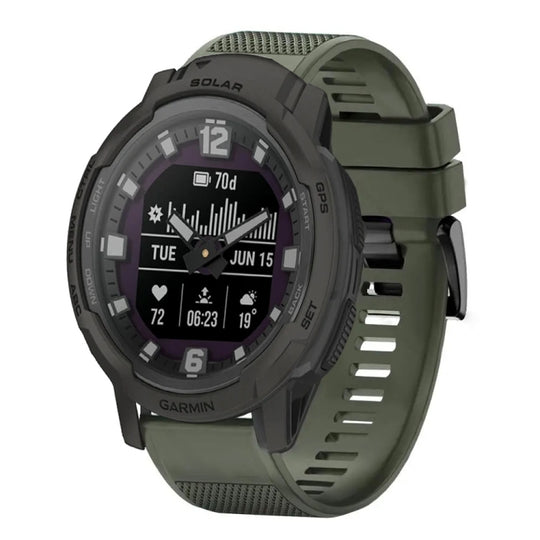 For Garmin Instinct Crossover Solar Quick Release 22mm Silicone Watch Band(Army Green)