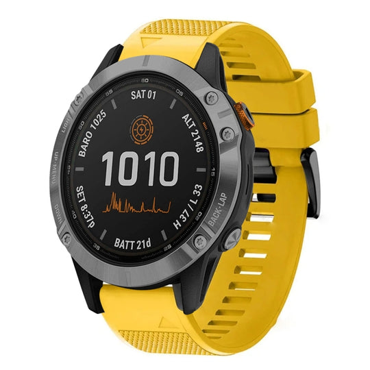 For Garmin Fenix 7 Solar Quick Release 22mm Silicone Watch Band(Yellow)