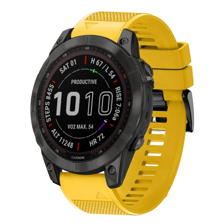 For Garmin Fenix 7 Sapphire Solar 22mm Quick Release Silicone Watch Band(Yellow) - Watch Bands by buy2fix | Online Shopping UK | buy2fix