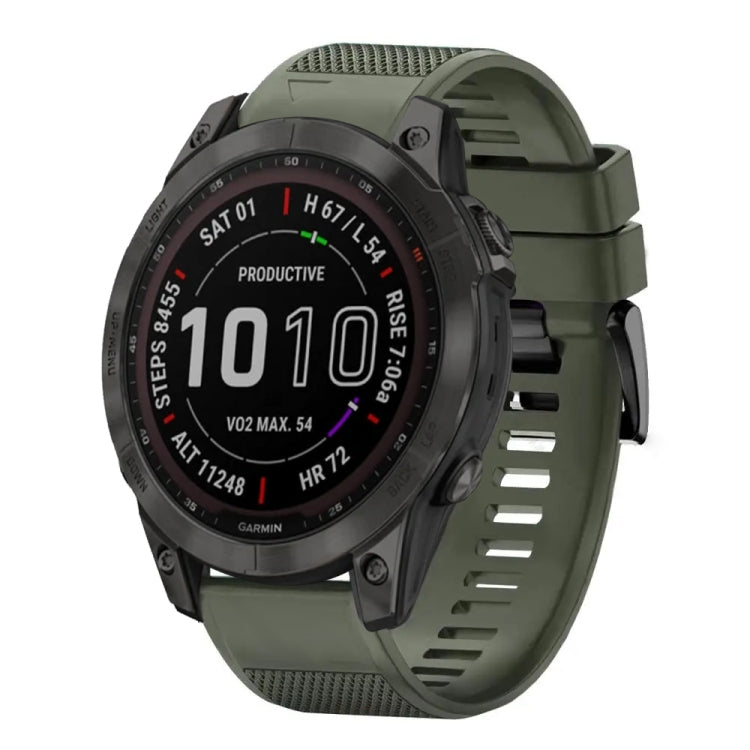 For Garmin Fenix 7 Sapphire Solar 22mm Quick Release Silicone Watch Band(Army Green) - Watch Bands by buy2fix | Online Shopping UK | buy2fix