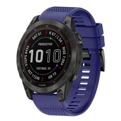 For Garmin Fenix 7 Sapphire Solar 22mm Quick Release Silicone Watch Band(Midnight Blue) - Watch Bands by buy2fix | Online Shopping UK | buy2fix