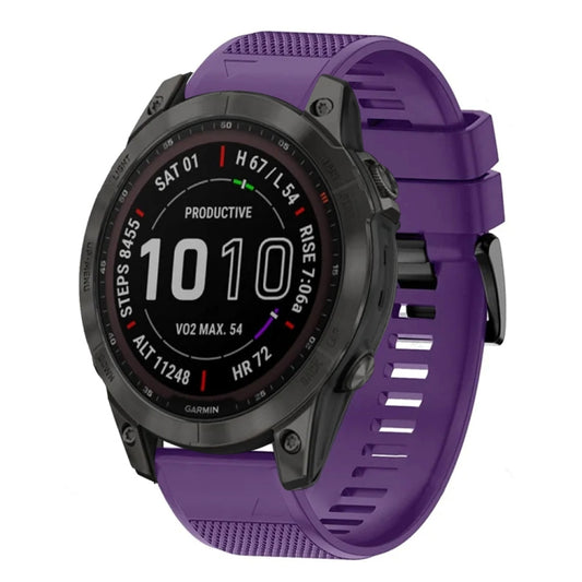 For Garmin Fenix 7 Sapphire Solar 22mm Quick Release Silicone Watch Band(Purple) - Watch Bands by buy2fix | Online Shopping UK | buy2fix