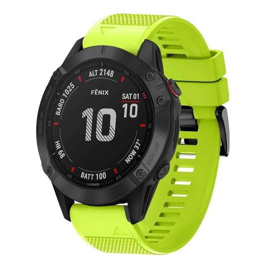 For Garmin Fenix 6 22mm Quick Release Silicone Watch Band(Lime Green) - Watch Bands by buy2fix | Online Shopping UK | buy2fix