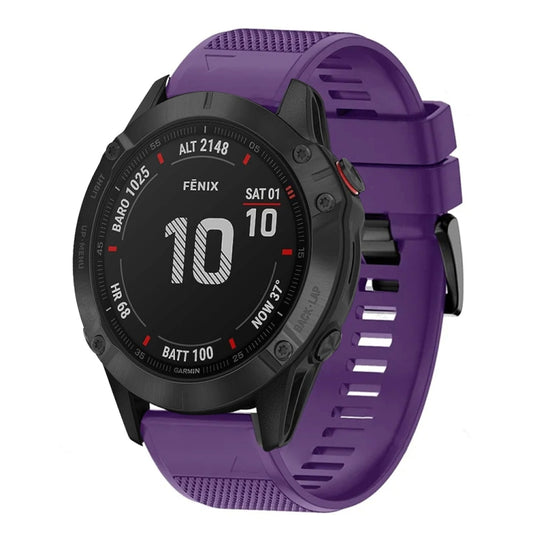 For Garmin Fenix 6 22mm Quick Release Silicone Watch Band(Purple) - Watch Bands by buy2fix | Online Shopping UK | buy2fix