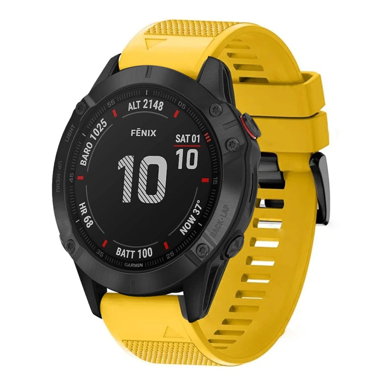 For Garmin Fenix 6 Pro 22mm Quick Release Silicone Watch Band(Yellow) - Watch Bands by buy2fix | Online Shopping UK | buy2fix