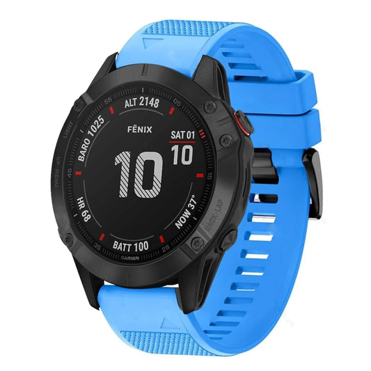 For Garmin Fenix 6 Pro 22mm Quick Release Silicone Watch Band(Sky Blue) - Watch Bands by buy2fix | Online Shopping UK | buy2fix