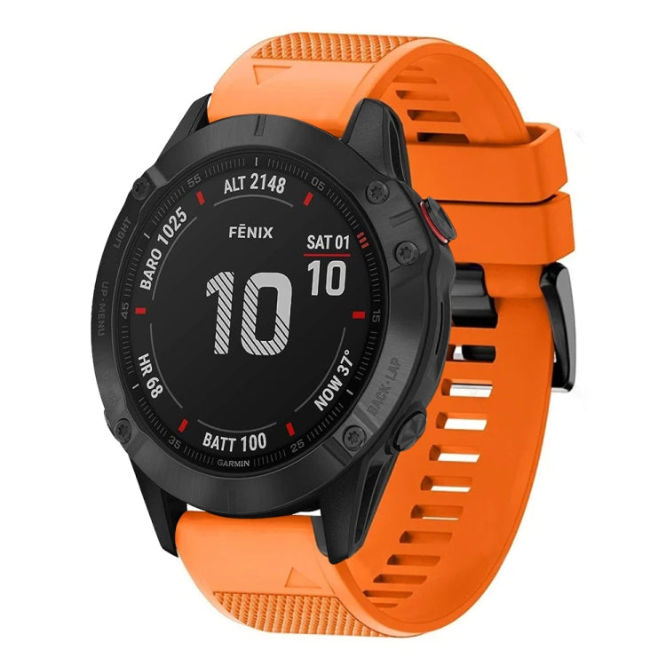 For Garmin Fenix 6 Sapphire 22mm Quick Release Silicone Watch Band(Orange) - Watch Bands by buy2fix | Online Shopping UK | buy2fix