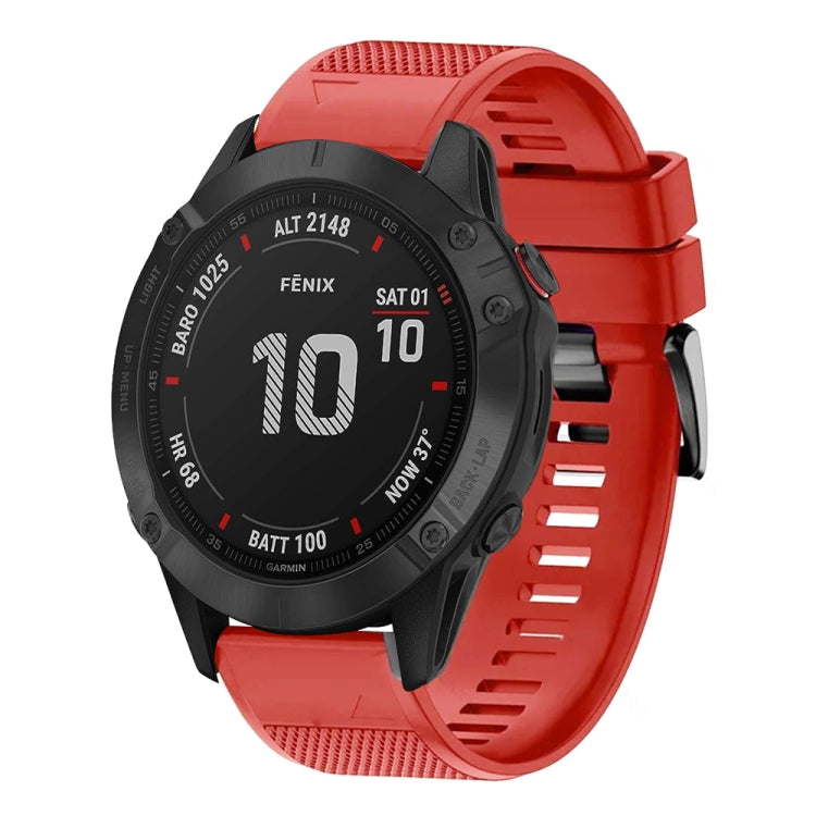For Garmin Fenix 6 Sapphire 22mm Quick Release Silicone Watch Band(Red) - Watch Bands by buy2fix | Online Shopping UK | buy2fix