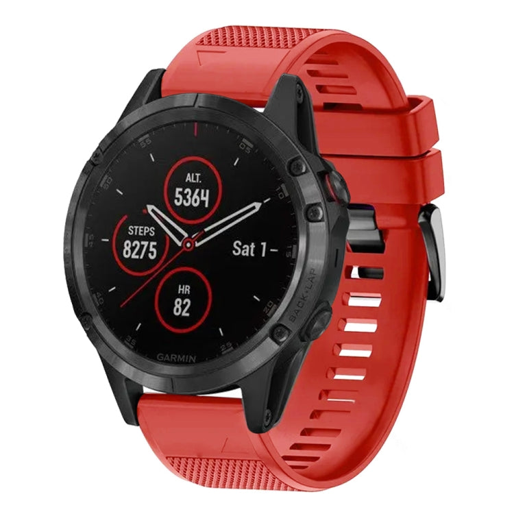 For Garmin Fenix 5 22mm Quick Release Silicone Watch Band(Red) - Watch Bands by buy2fix | Online Shopping UK | buy2fix