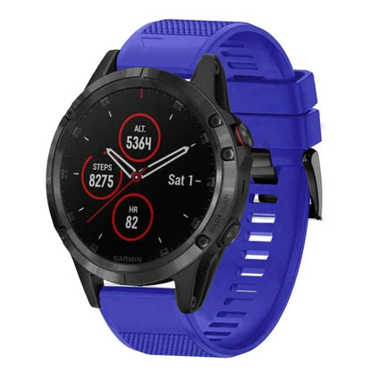For Garmin Fenix 5 22mm Quick Release Silicone Watch Band(Dark Blue) - Watch Bands by buy2fix | Online Shopping UK | buy2fix