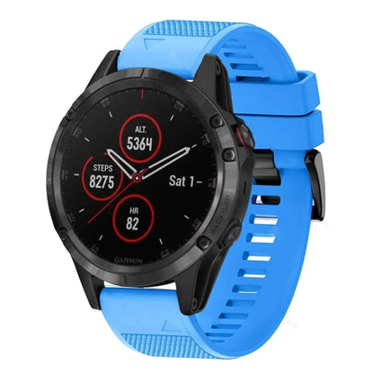 For Garmin Fenix 5 22mm Quick Release Silicone Watch Band(Sky Blue) - Watch Bands by buy2fix | Online Shopping UK | buy2fix
