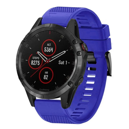 For Garmin Fenix 5 Plus 22mm Quick Release Silicone Watch Band(Dark Blue) - Watch Bands by buy2fix | Online Shopping UK | buy2fix