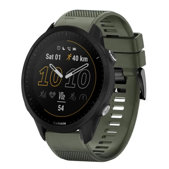 For Garmin Forerunner 955 Quick Release 22mm Silicone Watch Band(Army Green)