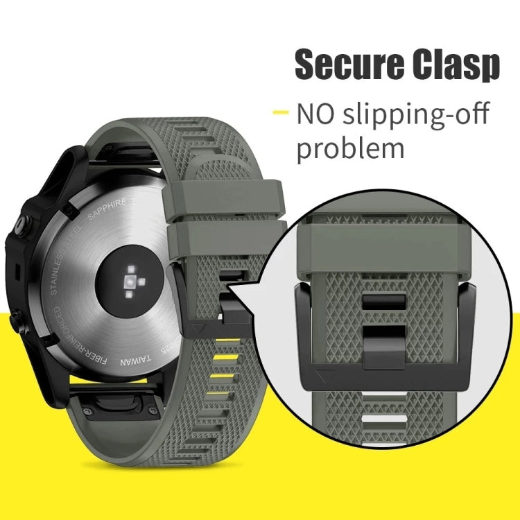 For Garmin Fenix 5 22mm Quick Release Silicone Watch Band(Army Green) - Watch Bands by buy2fix | Online Shopping UK | buy2fix