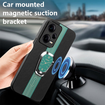 For Redmi Note 12 Pro 5G Global Magnetic Litchi Leather Back Phone Case with Holder(Green) by buy2fix