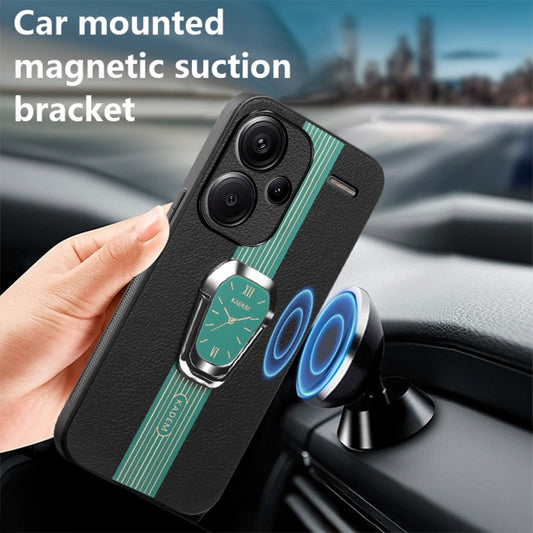 For Xiaomi Redmi Note 13 Pro+ Magnetic Litchi Leather Back Phone Case with Holder(Green) by buy2fix