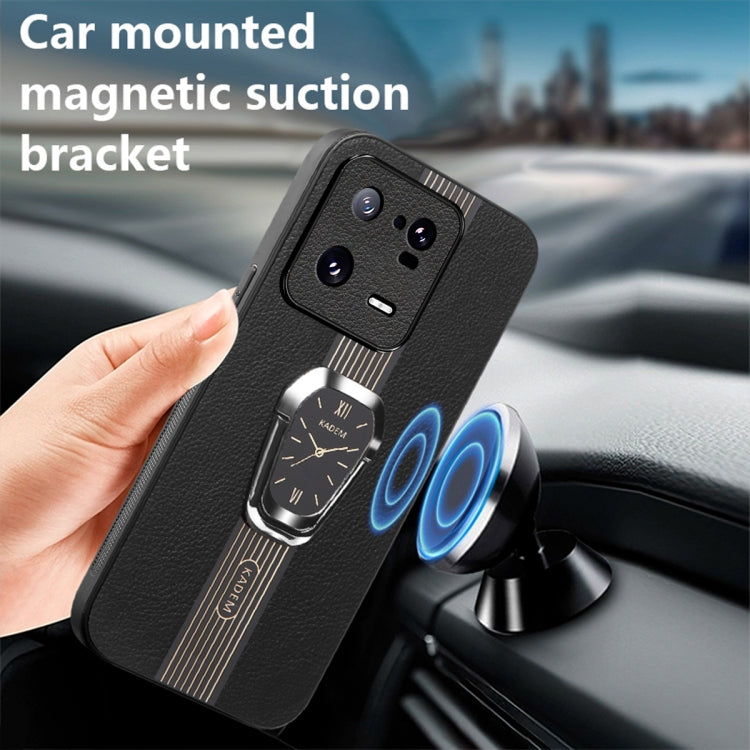 For Xiaomi 13 Pro Magnetic Litchi Leather Back Phone Case with Holder(Black) - 13 Pro Cases by buy2fix | Online Shopping UK | buy2fix