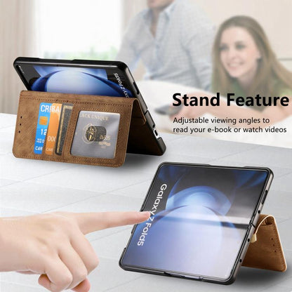 For Samsung Galaxy Z Fold5 5G Retro MagSafe Magnetic Zipper Wallet Leather Phone Case(Brown) by buy2fix