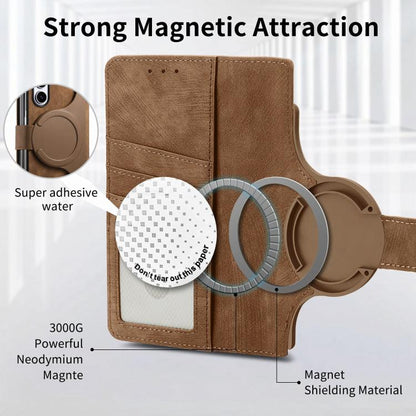 For Samsung Galaxy Z Fold5 5G Retro MagSafe Magnetic Zipper Wallet Leather Phone Case(Brown) by buy2fix