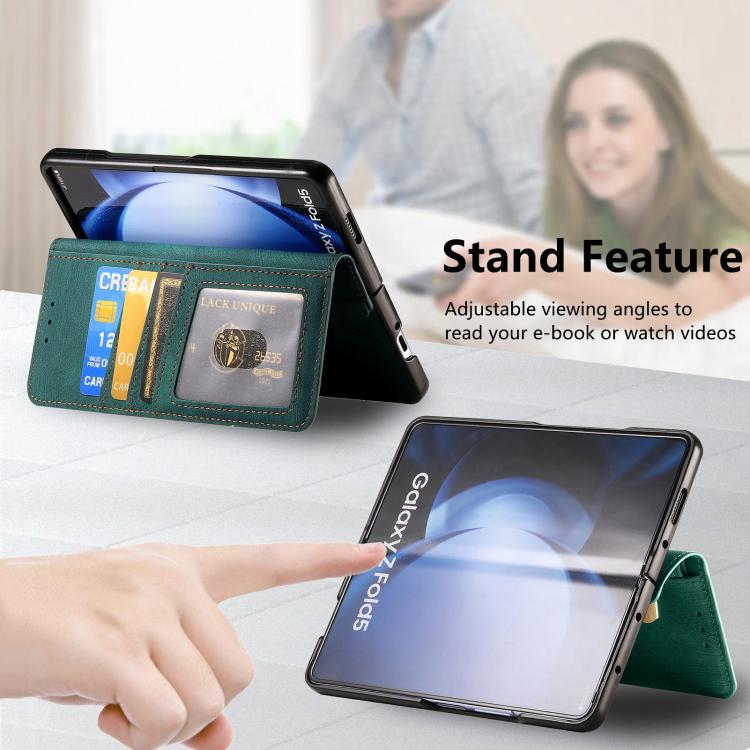 For Samsung Galaxy Z Fold5 5G Retro MagSafe Magnetic Zipper Wallet Leather Phone Case(Green) by buy2fix
