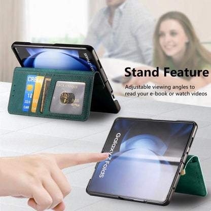 For Samsung Galaxy Z Fold5 5G Retro MagSafe Magnetic Zipper Wallet Leather Phone Case(Green) by buy2fix