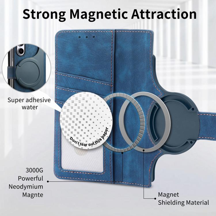 For Samsung Galaxy Z Fold5 5G Retro MagSafe Magnetic Zipper Wallet Leather Phone Case(Blue) by buy2fix