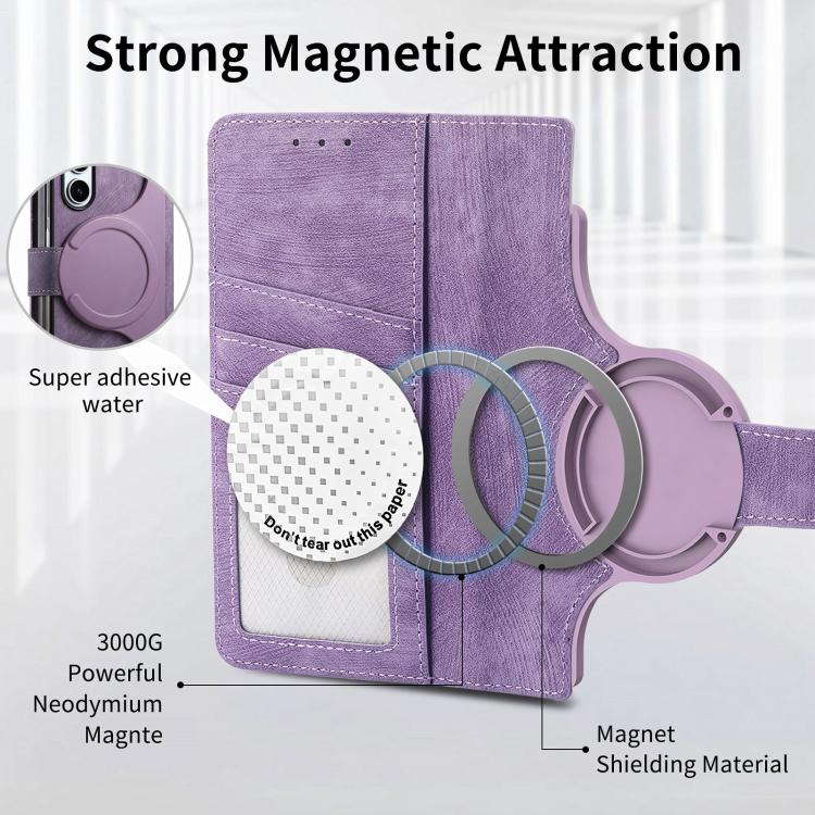 For Samsung Galaxy Z Fold5 5G Retro MagSafe Magnetic Zipper Wallet Leather Phone Case(Purple) by buy2fix