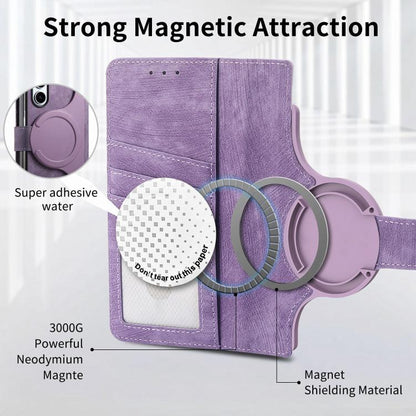 For Samsung Galaxy Z Fold5 5G Retro MagSafe Magnetic Zipper Wallet Leather Phone Case(Purple) by buy2fix