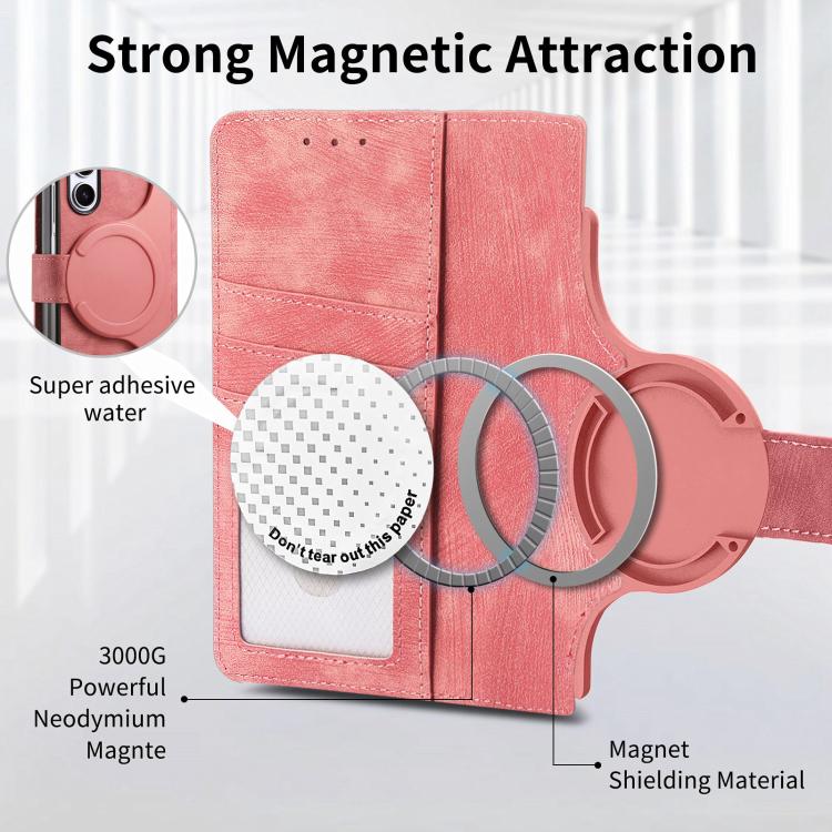 For Samsung Galaxy Z Fold5 5G Retro MagSafe Magnetic Zipper Wallet Leather Phone Case(Pink) by buy2fix