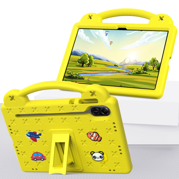 For Honor Pad X9 / X9 2024 Handle Kickstand Children EVA Shockproof Tablet Case(Yellow) - Honor by buy2fix | Online Shopping UK | buy2fix