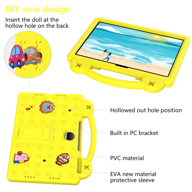 For Honor Pad 9 2023 12.1 Handle Kickstand Children EVA Shockproof Tablet Case(Yellow) - Honor by buy2fix | Online Shopping UK | buy2fix
