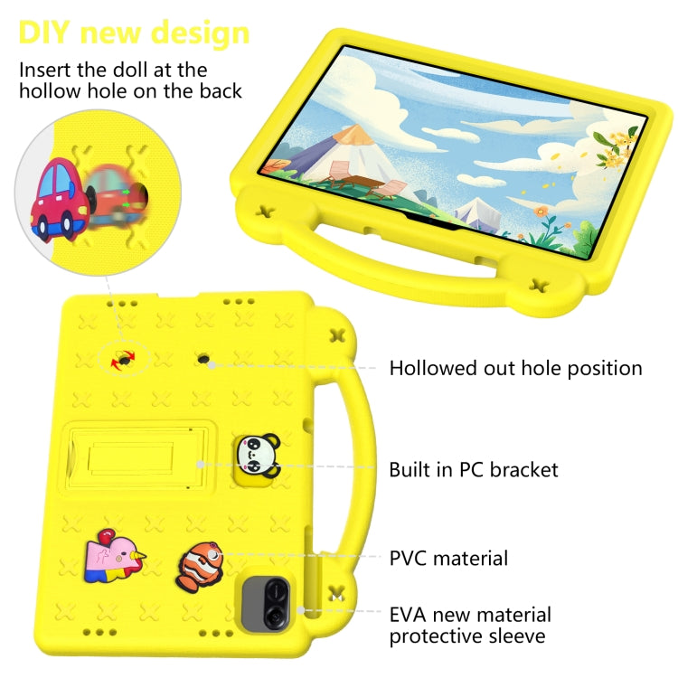 For Honor Pad X8a Handle Kickstand Children EVA Shockproof Tablet Case(Yellow) - Honor by buy2fix | Online Shopping UK | buy2fix