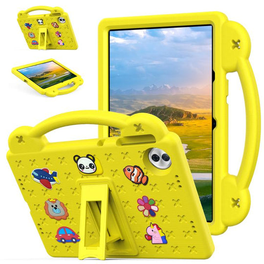 For Honor Pad 10 12.1 2025 Handle Kickstand Children EVA Shockproof Tablet Case(Yellow)