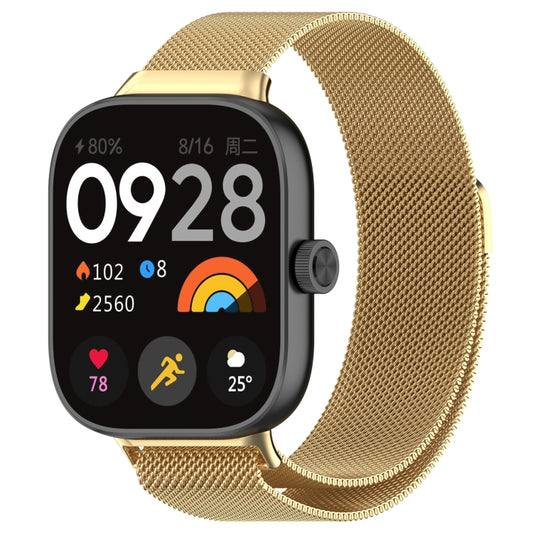 For Redmi Watch 4 Milan Magnetic Steel Mesh Watch Band(Gold) - Watch Bands by buy2fix | Online Shopping UK | buy2fix