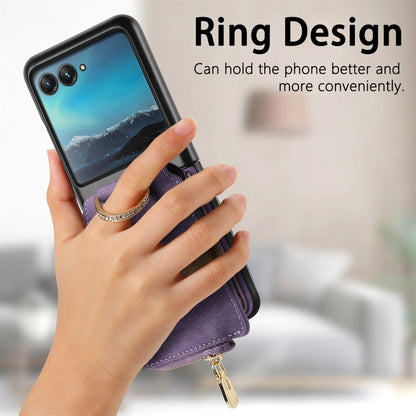 For Motorola Razr 40 Ultra Retro Skin-feel Ring Multi-card Wallet Phone Case(Purple) by buy2fix