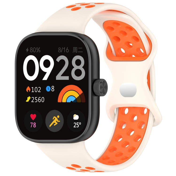 For Redmi Watch 4 Dual Color Perforated Silicone Watch Band(Starlight Orange) - Watch Bands by buy2fix | Online Shopping UK | buy2fix