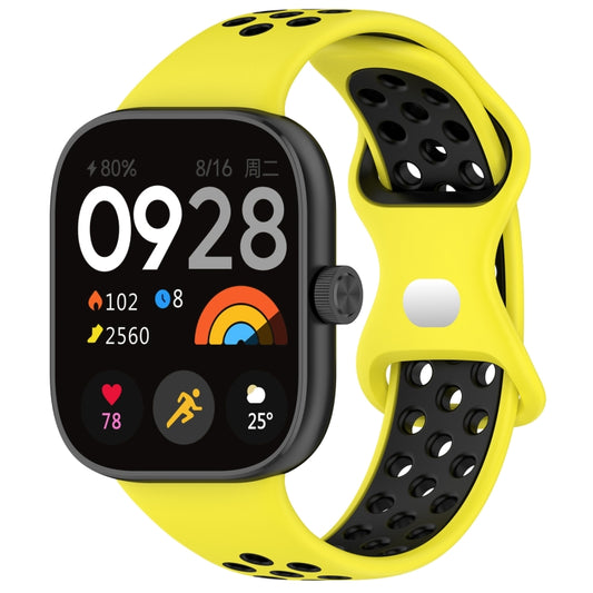 For Redmi Watch 4 Dual Color Perforated Silicone Watch Band(Yellow Black) - Watch Bands by buy2fix | Online Shopping UK | buy2fix